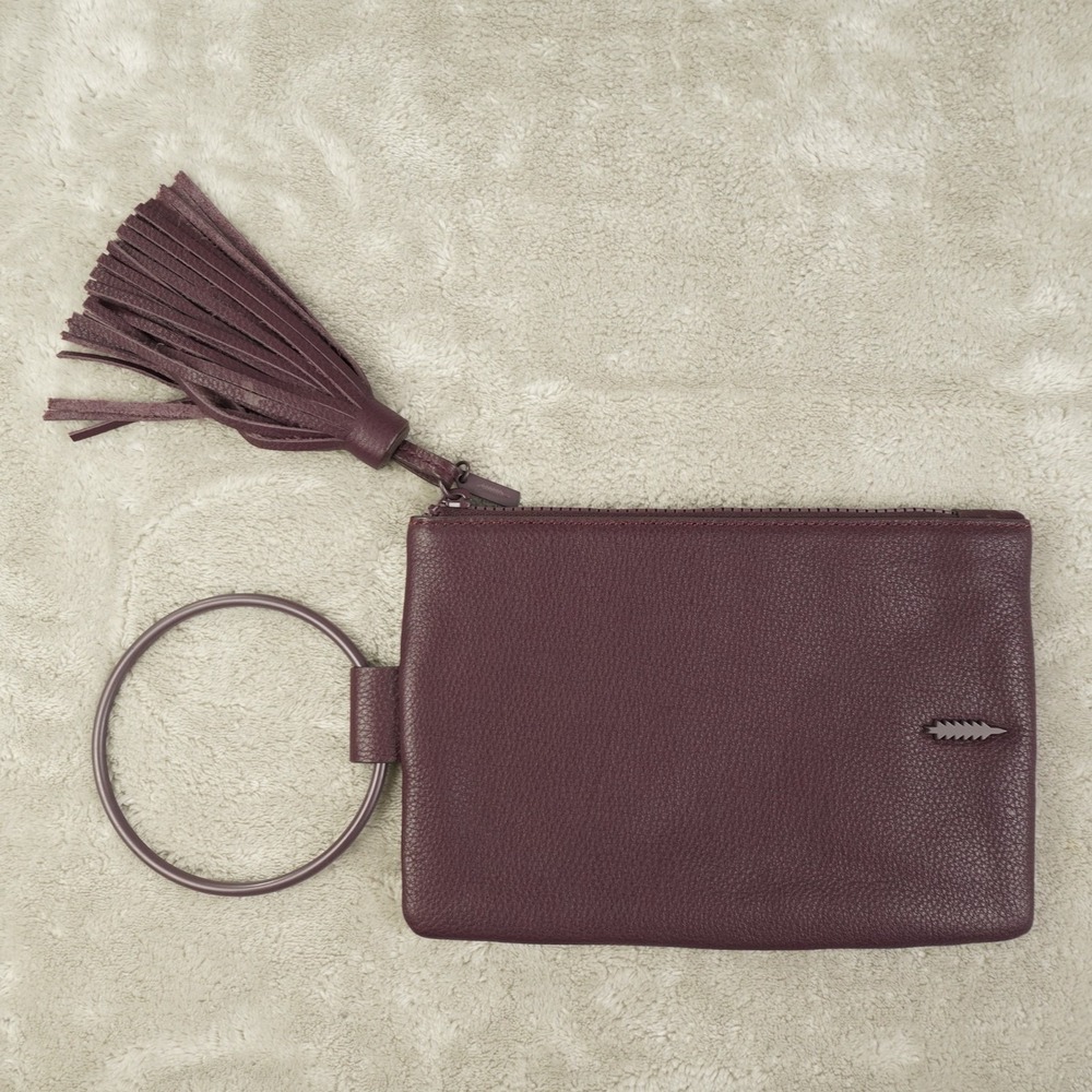 Thacker Nolita Purple Leather Ring Handle‎ Clutch Purse Handbag Wristlet